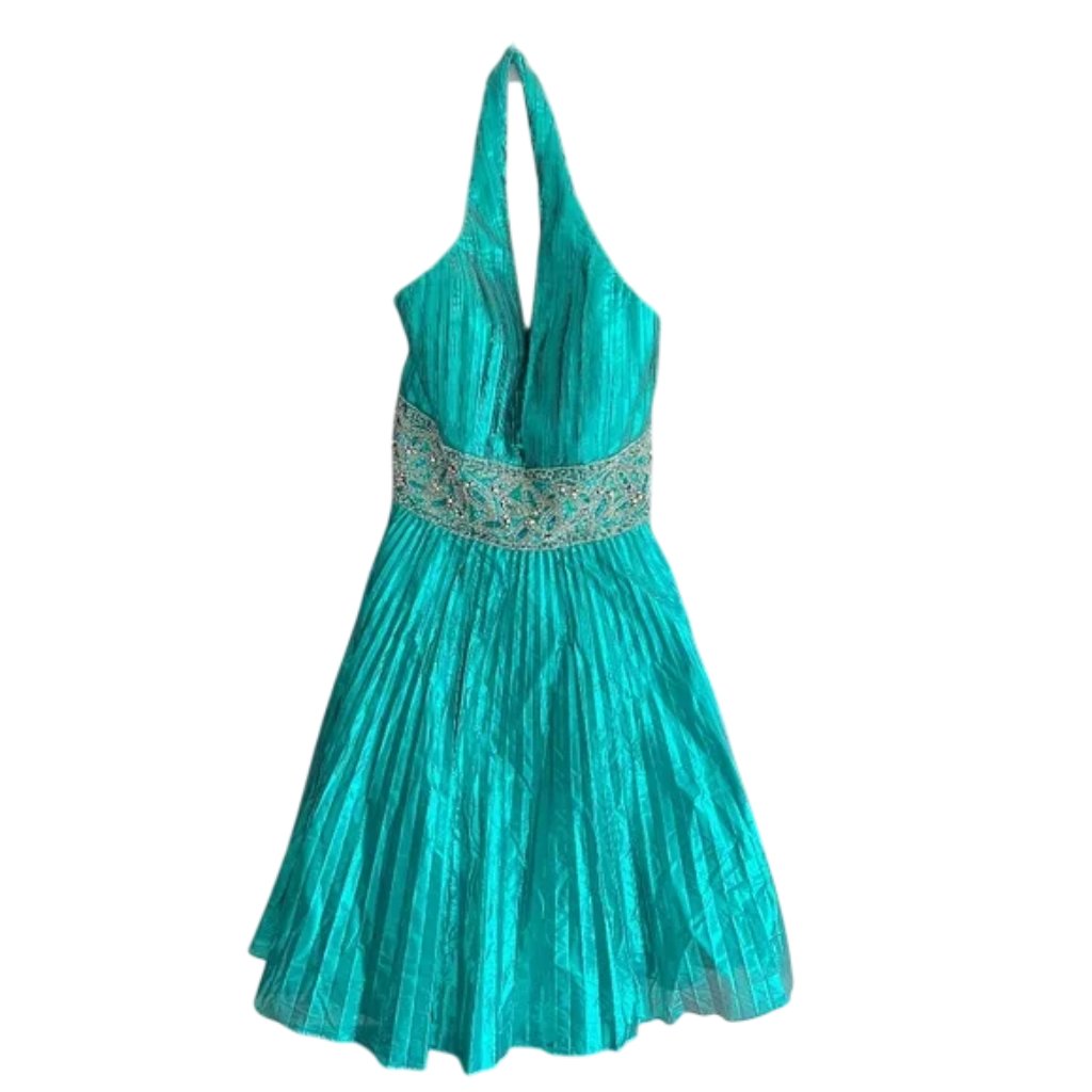 Glam Gurlz Vintageturquoise Halter Dress Us Size 14 Brand New